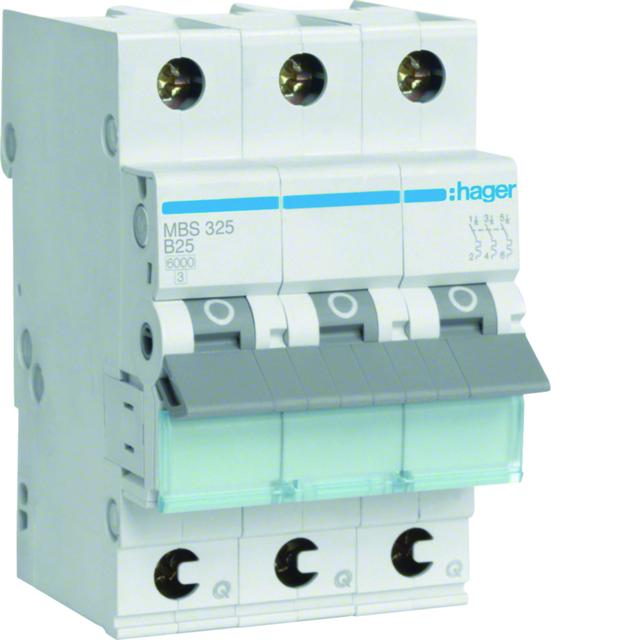 MCB Wyłącznik nadprądowy 6kA 3P B 25A QuickConnect MBS325 HAGER