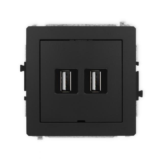 DECO Gniazdo podwójne 2xUSB A-A 2.0, bez pola opisowego czarny mat 12DGUSBBO-2 KARLIK