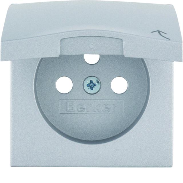BERKER B.Kwadrat/B.7 Płytka czołowa do gniazda z uziemieniem z pokrywą aluminium mat lakierowana 396