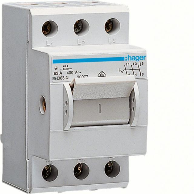Modułowy rozłącznik izolacyjny w obudowie kompaktowej 3P 63A 400VAC SH363N HAGER