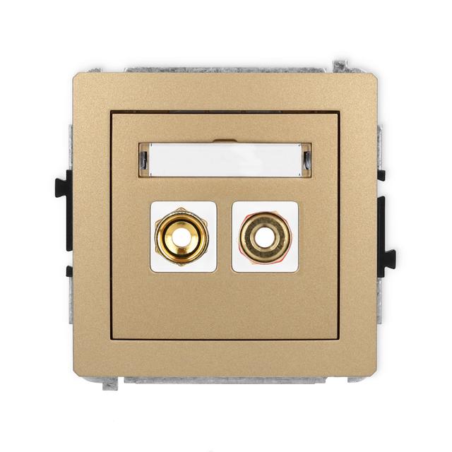 DECO Mechanizm gniazda głośnikowego pojedynczego (typu banan - czerwony i czarny, pozłacany, 4 mm2,