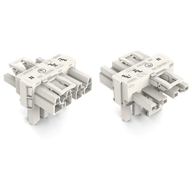 WINSTA rozgałęźnik typu T 4-torowy 1 x wtyk / 2 x gniazdo biały