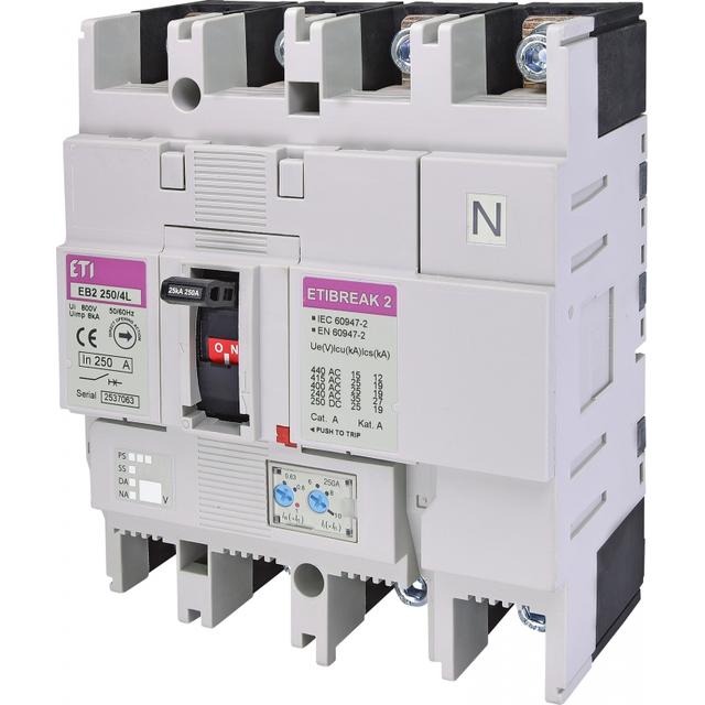 Wyłącznik mocy 36kA wyzw. TM EB2 250/4S 250A 4p 004671086 ETI