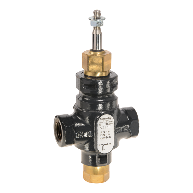 V311T, zawór regulacyjny, 3-drogowy, DN15, kvs 4,0, przyłącze 1/2, gwint wewnętrzny, medium -20…120°