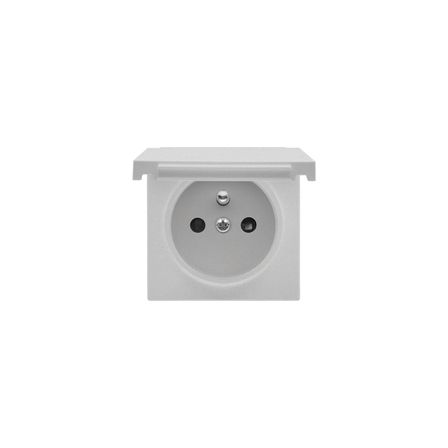 Simon 55 Pokrywa gniazda wtyczkowego pojedynczego z klapkąW kolorze pokrywy do: SGZ1CM SGZ1M Aluminium mat TGZ1BUZP/143 KONTAKT