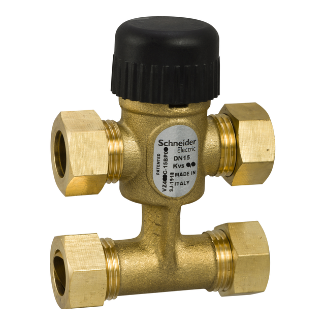 VZ419C, zawór regulacyjny, 3-drogowy z obejściem, DN15, kvs 1,0, przyłącze 1/2, gwint zewnętrzny, me