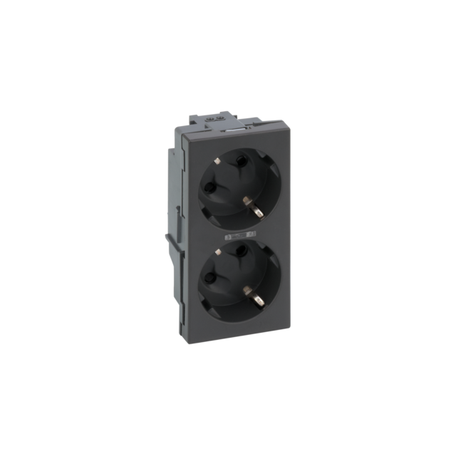 Simon Connect Gniazdo podwójne S500 Schuko 2x230V 16A z sygnalizacją śrubowe szary grafit 50010472-038 KONTAKT