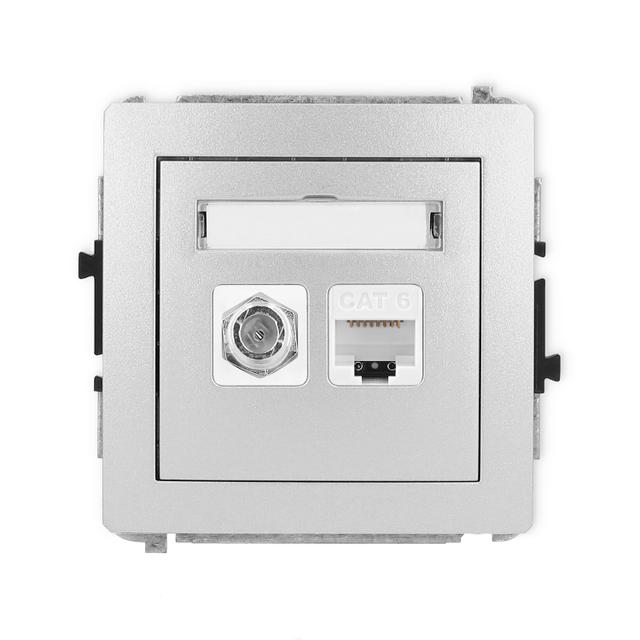 DECO Mechanizm gniazda antenowego poj. typu F (SAT) + gniazda komp. poj. 1xRJ45, kat. 6, 8-stykowy s