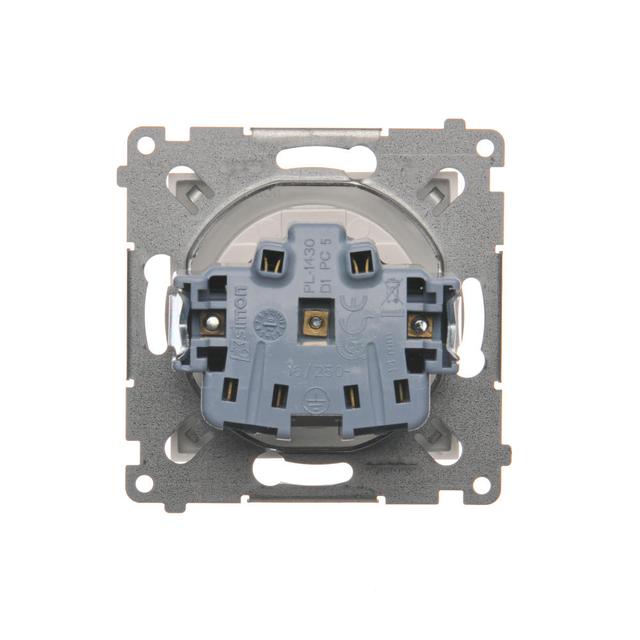 Simon 54 Gniazdo bez uziemienia z przesłonami 16A z. śrub. biały