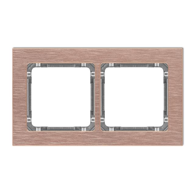 "DECO Ramka podwójna - aluminium szczotkowane (ramka: kolor miedziany