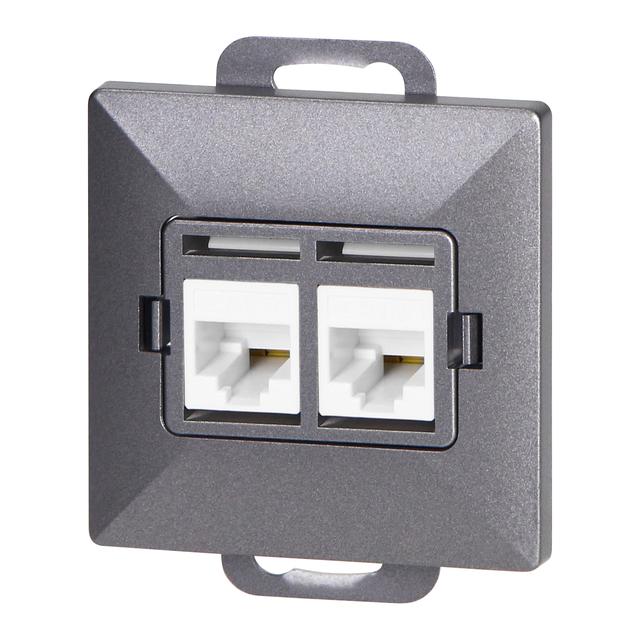 Gniazdo 2xRJ45 Cat5 Pearl, RJ45-5CAT/P2, antracyt OR-OE-7715/2/A ORNO