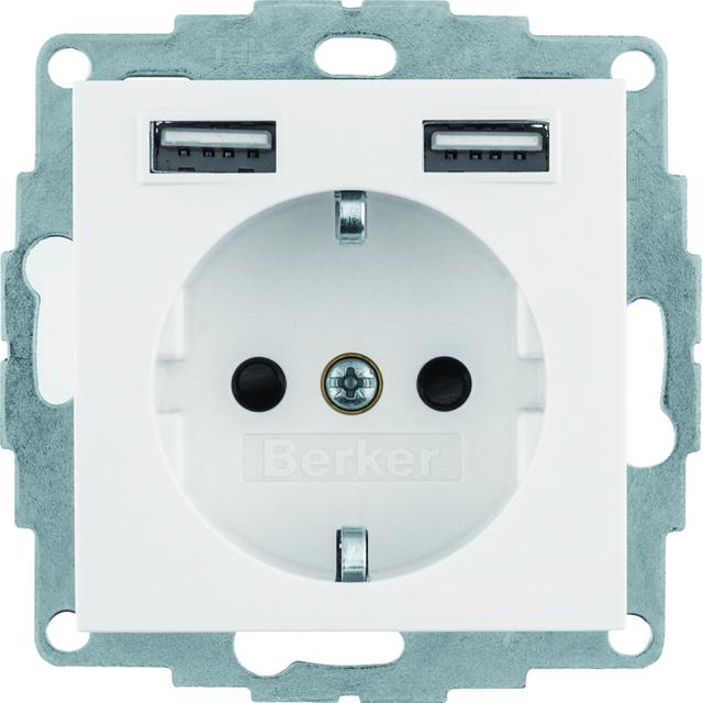 "BERKER B.x Gniazdo SCHUKO z gniazdem ładowania USB 2,4 A