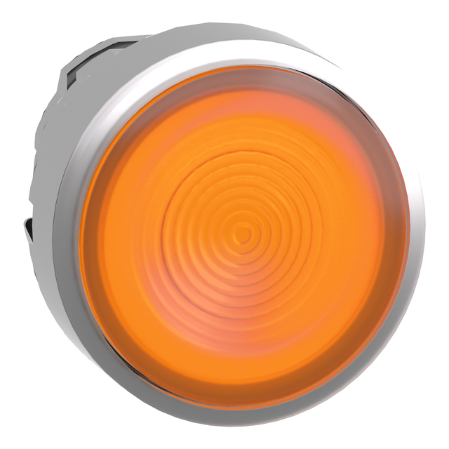 Harmony XB4 Przycisk płaski pomarańczowy z samopowrotem LED metalowy karbowana bez oznaczenia ZB4BW353S Schneider