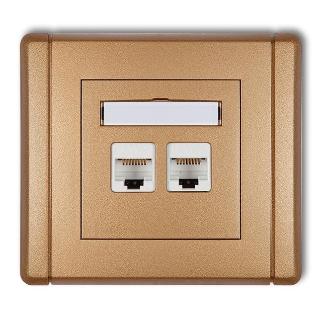 FLEXI Gniazdo komputerowe podwójne 2xRJ45, kat. 6, 8-stykowe złoty metalik