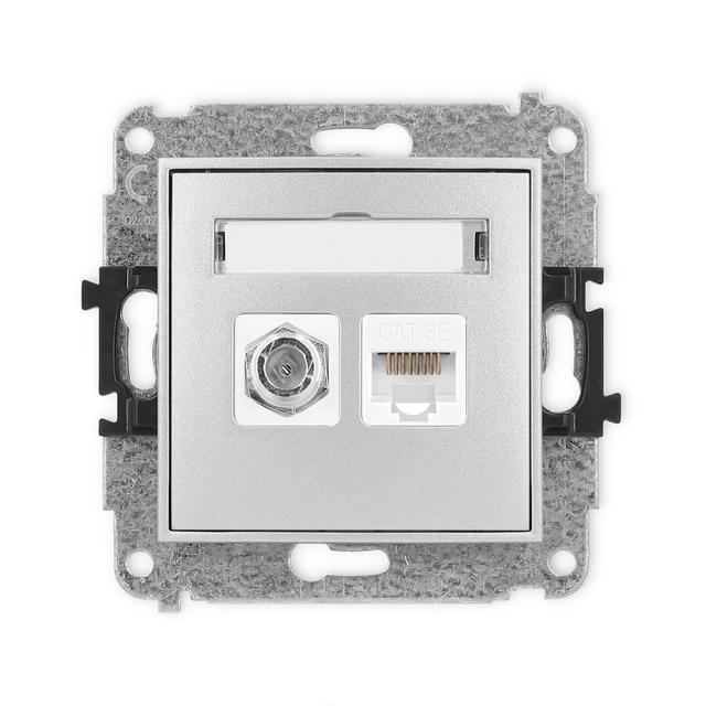 ICON Mechanizm gniazda antenowego poj. typu F (SAT) + gniazda komp. poj. 1xRJ45, kat. 5e, 8-stykowy