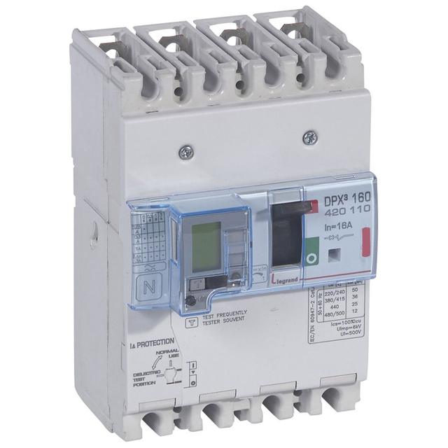 Wyłącznik Z Wyzwalaczem Termiczno-Magnetycznym DPX3 160 4P 16A 36kA Z Zab. R-Pr. 420110 LEGRAND