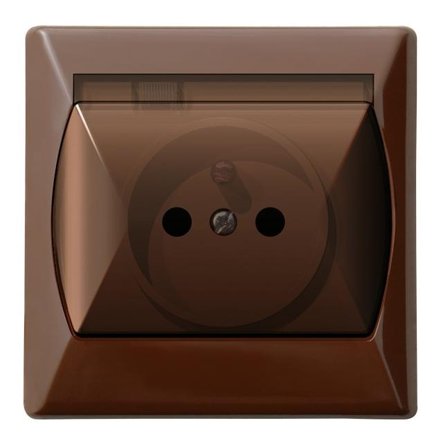 AKCENT Gniazdo bryzgoszczelne z uziemieniem IP-44 wieczko przezroczyste - kolor brązowy