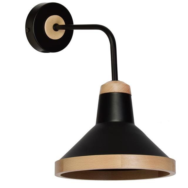MILAGRO Kinkiet SALMA BLACK / WOOD 1xE27 60W