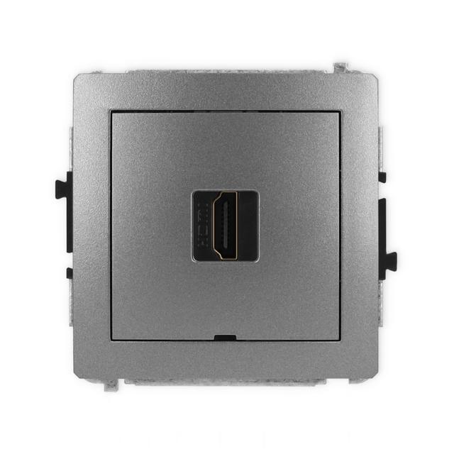 DECO Mechanizm gniazda pojedynczego HDMI 2.0, bez pola opisowego grafitowy
