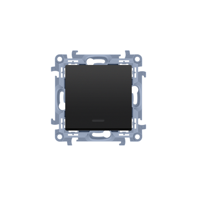 Simon 10 Przycisk zwierny z podświetleniem LED z. śrub. czarnymat 10A 250V