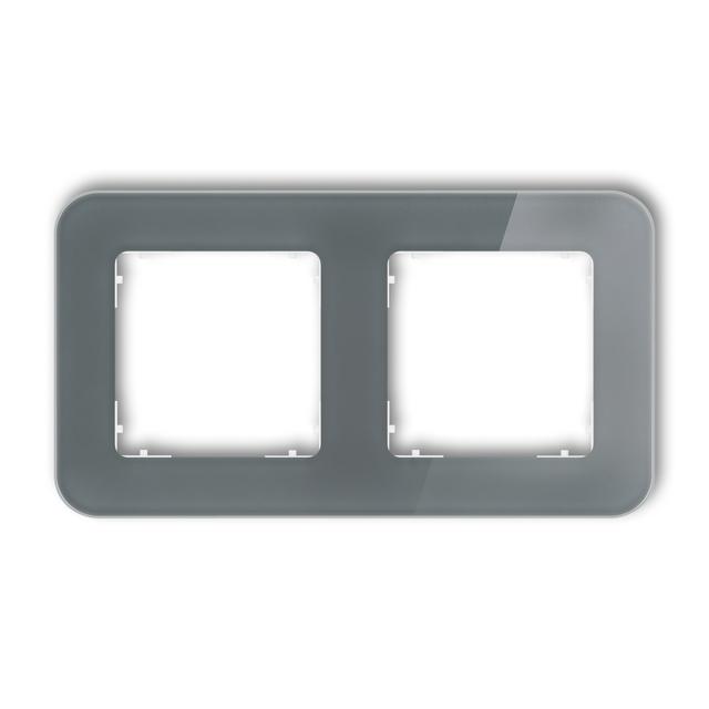 ICON Ramka uniwersalna podwójna zaokrąglona - efekt szkła (ramka: grafitowa; spód: biały) grafitowy