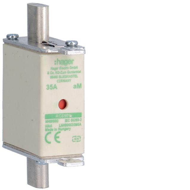 Wkładka bezp. nożowa NH000 wsk.podw. uchwyt nieiz. aM 35A 690VAC LNH000035M6A HAGER