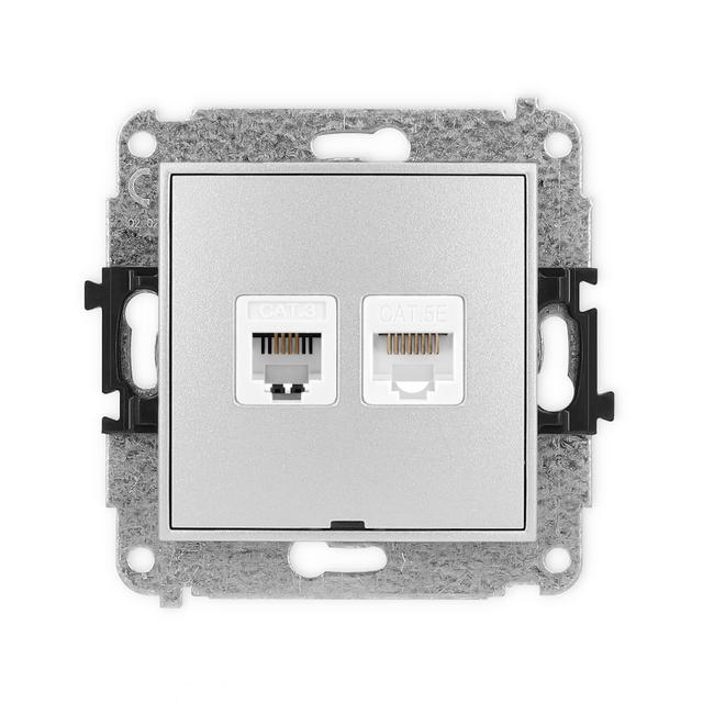 ICON Mechanizm gniazda telefonicznego pojedynczego 1xRJ11 + komputerowego pojedynczego 1xRJ45, kat.