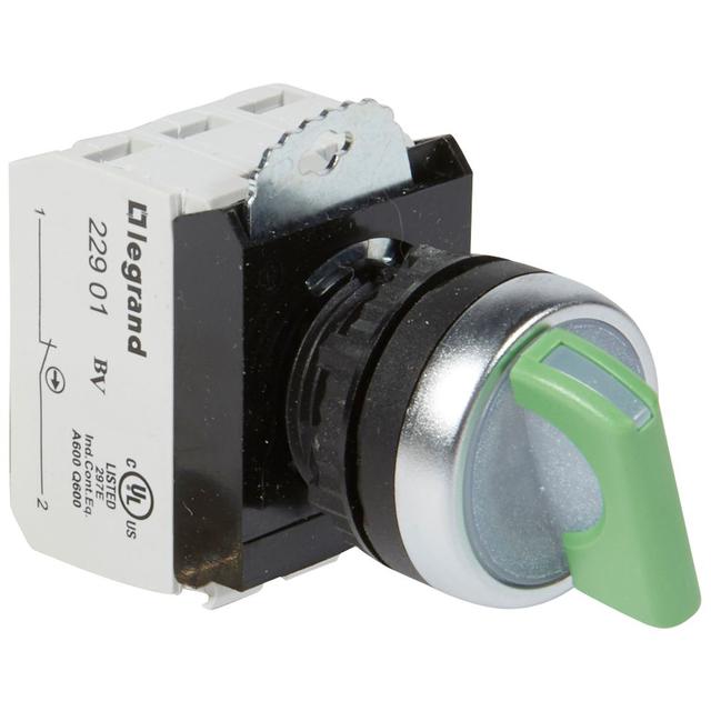 Osmoz Komplet Z Podświetleniem - Manetka Zielona 24 V 2 Pozycje Stabilne + Uchwyt + 1Z+1R 023762 LEGRAND