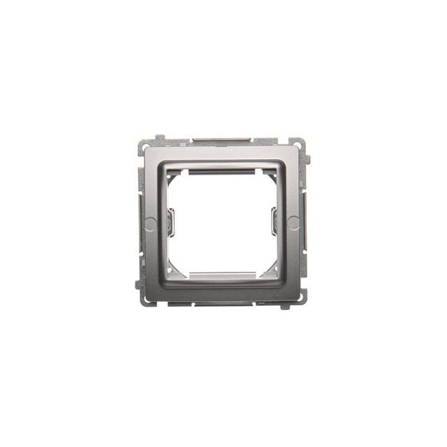 Simon Basic Adapter (przejściówka) na osprzęt standardu 45 × 45 mm. Montaż do puszki na łapki i wkręty srebrny mat BMA45M/43 KONTAKT