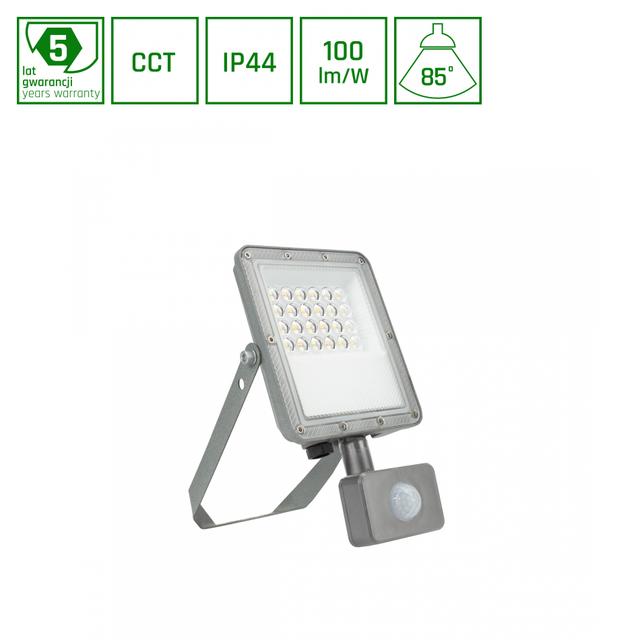 NOCTIS MAX CCT NAŚWIETLACZ 20W CCT 230V IP44 217x131x53mm SZARY CZUJNIK RUCHU 5 LAT GWARANCJI