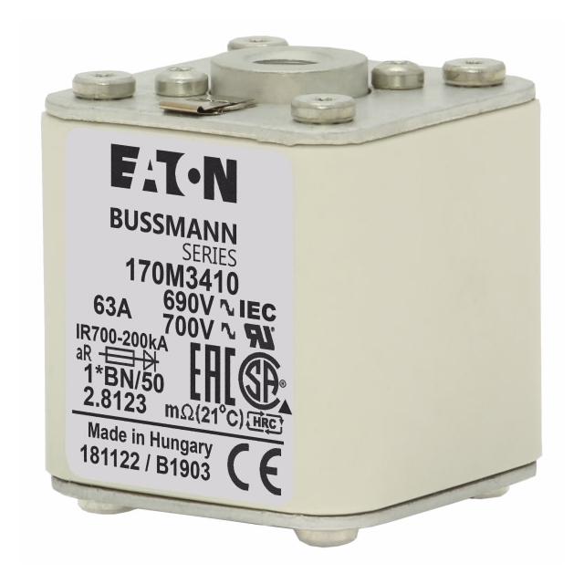 FUSE 63A 690V 1*BN/50 AR UC Wkładka szybka 63A AC 690V rozmiar 1 45x59x51 mm aR IEC 170M3410 EATON