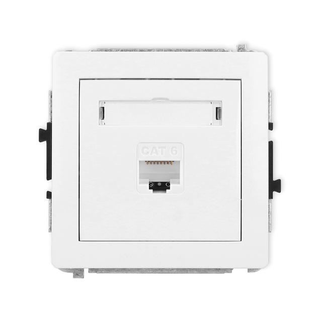 DECO Mechanizm gniazda komputerowego pojedynczego 1xRJ45, kat. 6, 8-stykowy biały mat