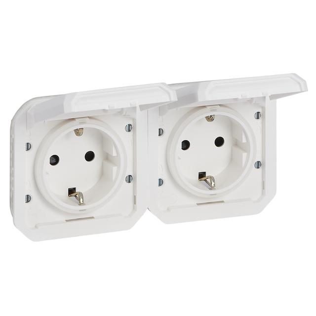 NOWE PLEXO - GNIAZDO SCHUKO 2X2P+Z POZIOME MECHANIZM 16A-250V BIAŁE 069675L LEGRAND