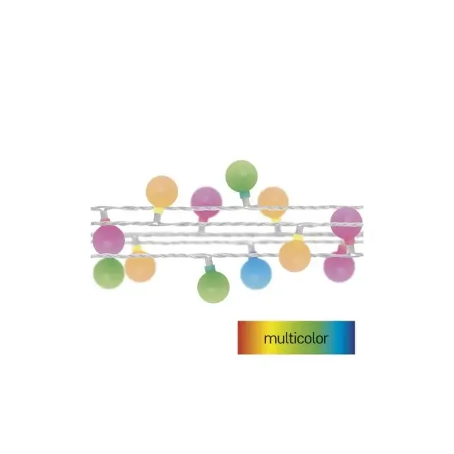 Dekoracje - 40 LED big cherry 4m IP44 multikolor, biały przewód, IP44, timer