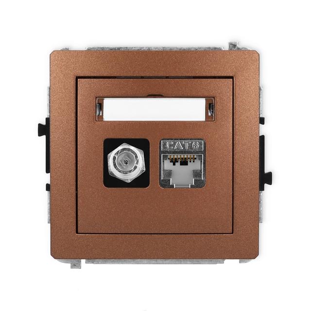 DECO Mechanizm gniazda antenowego poj. typu F (SAT) + gniazda komp. poj. 1xRJ45, kat. 6 ekranowany,