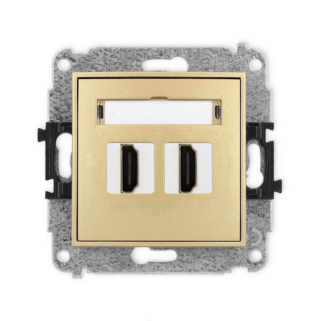 ICON Mechanizm gniazda podwójnego HDMI 2.0 złoty