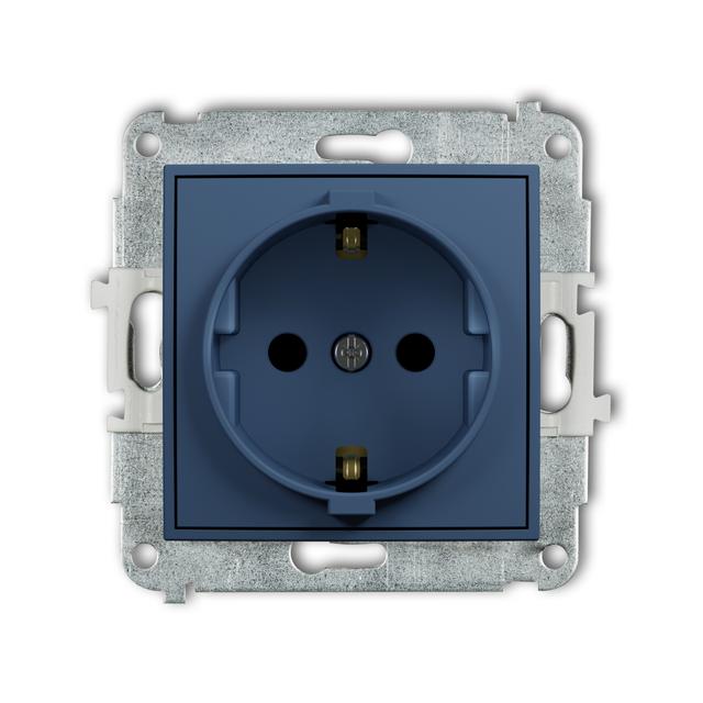 ICON Gniazdo pojedyncze z uziemieniem SCHUKO (przesłony torów prądowych) navy blue 64IGP-1sp KARLIK