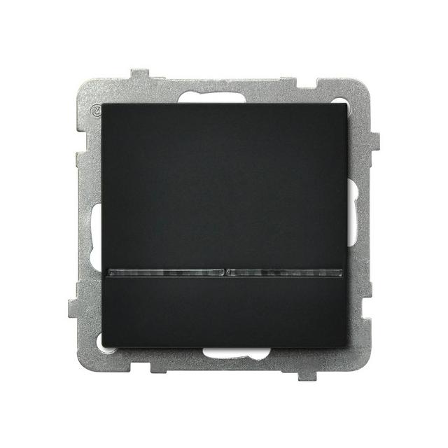 SONATA Łącznik jednobiegunowy z podświetleniem niebieskim - kolor czarny metalik