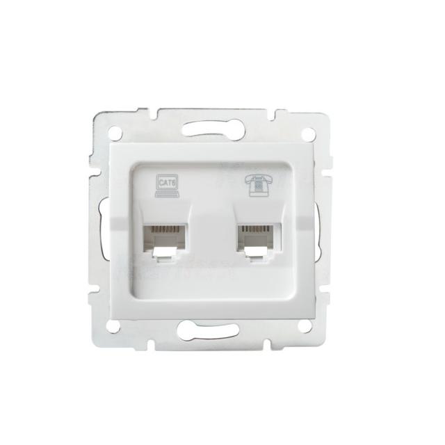 LOGI Gniazdo teleinformatyczne (RJ45 Cat 6+RJ11) białe 021440002 25113 KANLUX