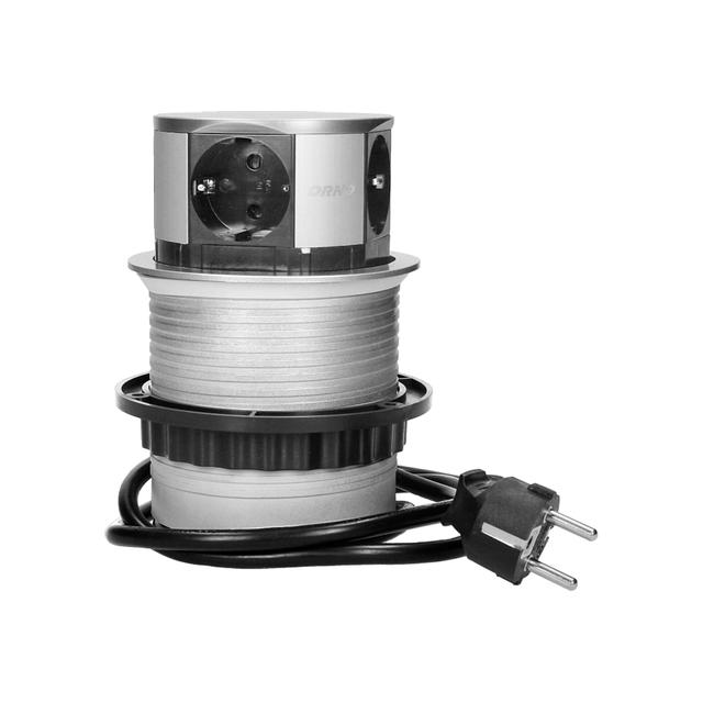 Gniazdo meblowe O10cm wysuwane z blatu z przewodem 1,5m 4x2P+Z wersja schuko OR-AE-1341(GS) ORNO