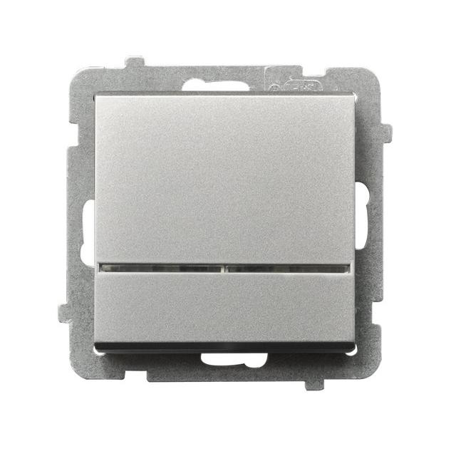 SONATA Łącznik jednobiegunowy z podświetleniem niebieskim - kolor srebro mat