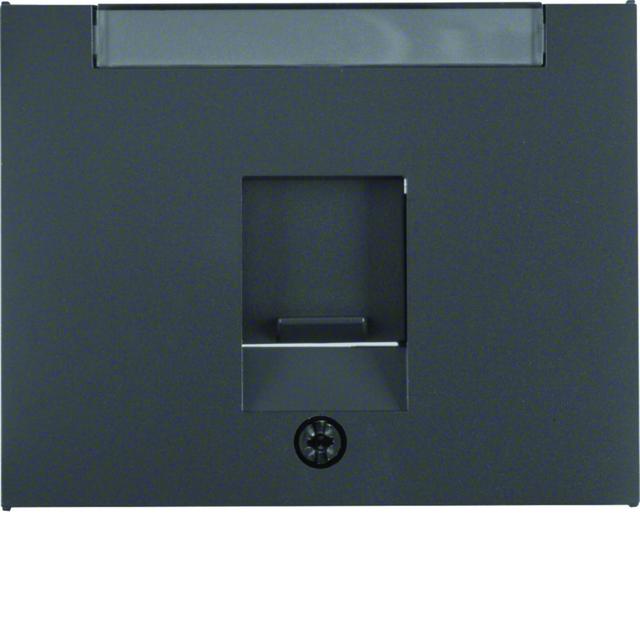 BERKER K.1 Płytka czołowa pojedyncza zasuwa chroniące przed kurzem pole opisowe antracyt mat lakiero