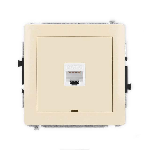 DECO Mechanizm gniazda komputerowego pojedynczego 1xRJ45, kat. 6, 8-stykowy, bez pola opisowego beżo