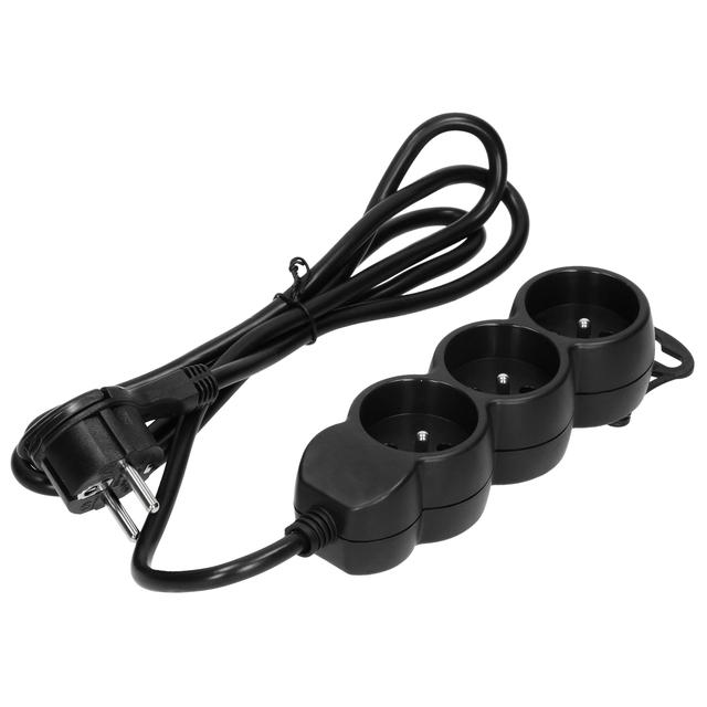 Przedłużacz 3-krotny z uziemieniem 1,5m 3x1,5mm2 płaska wtyczka czarny ES-4/B/1,5 ORNO