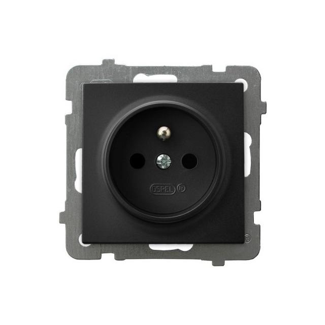 AS Gniazdo pojedyncze z uziemieniem - kolor czarny metalik