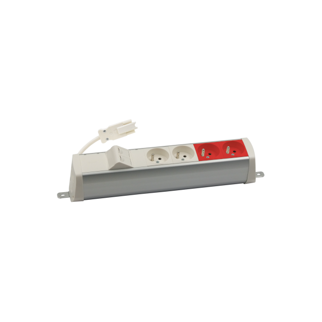 SIMON 480 TS48-220E220K0-30 Listwa poszerzona 2 gn. typ E; 2 gn. UPS i płytka 2xRJ45 keystone; złącz