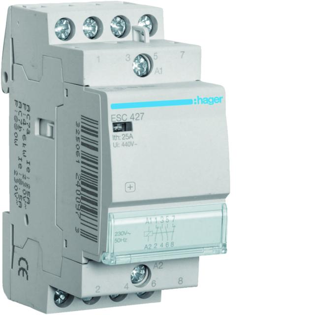 Stycznik modułowy 230V AC 2Z+2R 25A AC-7A B ESC427 HAGER