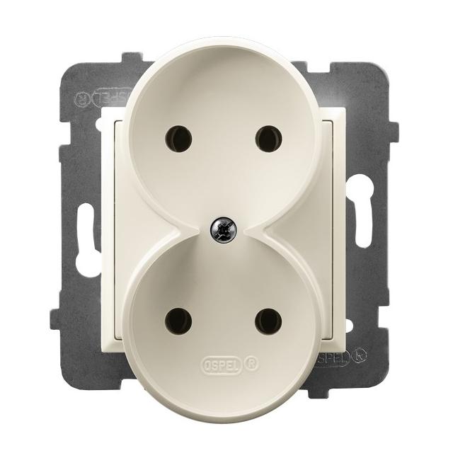 ARIA Gniazdo podwójne moduł bez ramki - kolor ecru