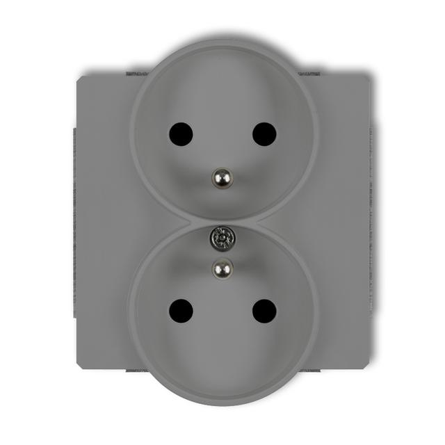 DECO Gniazdo podwójne do ramki DECO Soft z uziemieniem 2x(2P+Z) (przesłony torów prądowych) szary mat 27DGPRSO-2zp KARLIK