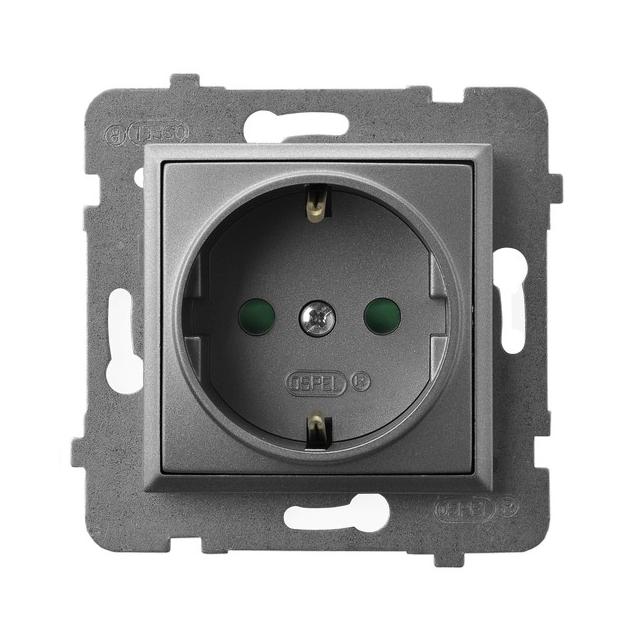 ARIA Gniazdo pojedyncze z uziemieniem schuko z przesłonami torów prądowych - kolor szary mat